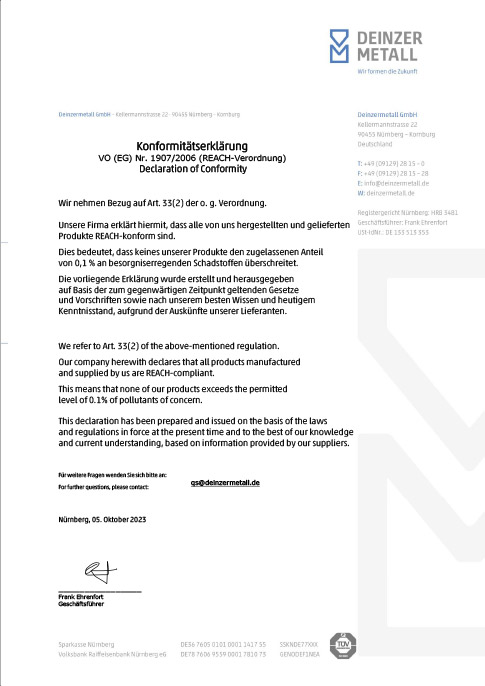 REACH Konformitätserklärung