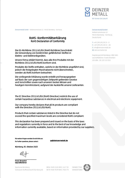RoHS Konformitätserklärung