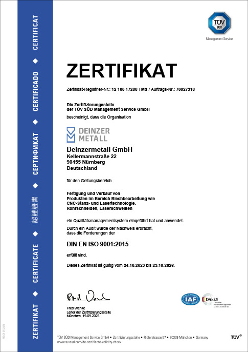 Zertifikat ISO 9001:2015